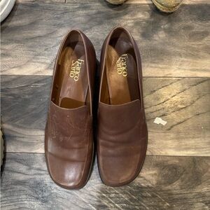 Franco Sarto Brown Leather Loafers Slip-Ons